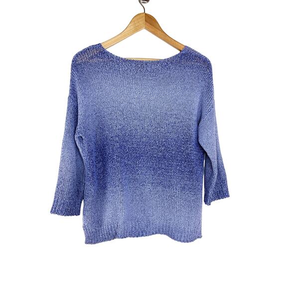 M&S Per Una Blue Ombre Italian Made Sweater US Size 12 L UK 14 - Picture 2 of 5